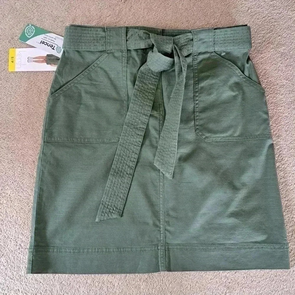 New! Kersh Utility Skirt Green Small Belted Stretch Casual Skirt Canvas NWT - Picture 4 of 10